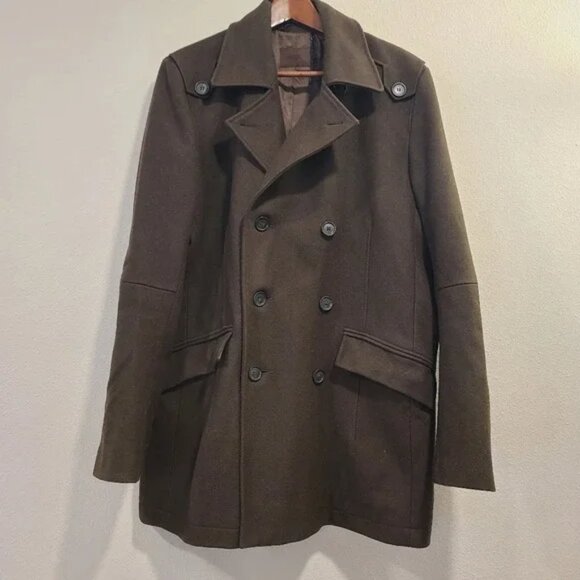 Reiss Brown Double Breasted Brown Wool Coat - Picture 1 of 5